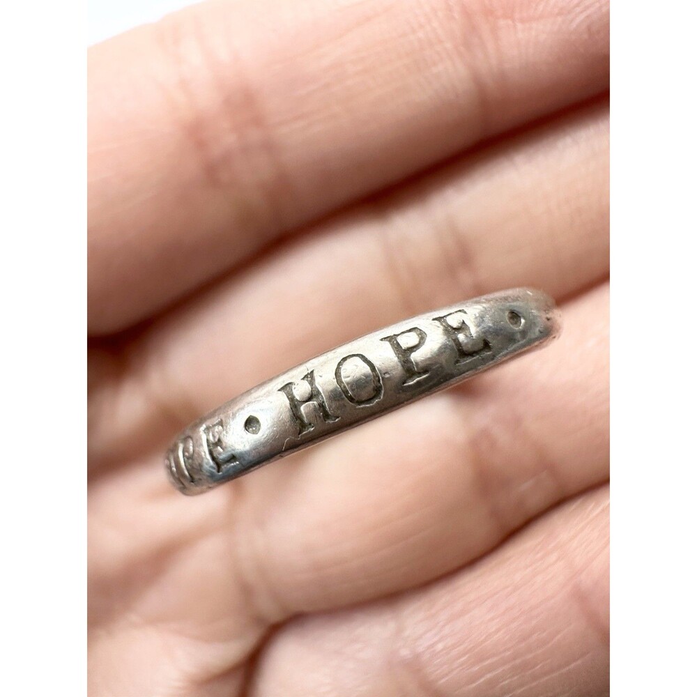Vintage Sterling Silver 925 " HOPE"  Stackable Band Ring Size 7